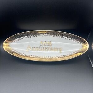 Vintage 50th Wedding Anniversary Gift Trinket Tray Norcrest Fine China B-391